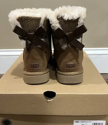 NIB Womens UGG Size 9 Mini Bailey Bow Micro Cheeetah Boot CHE Chestnut • $99.99