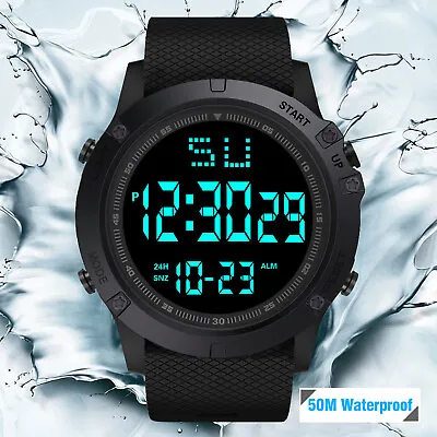 Men Waterproof Digital Sports Watch Military Tactical LED Backlight Wristwatch • $6.39