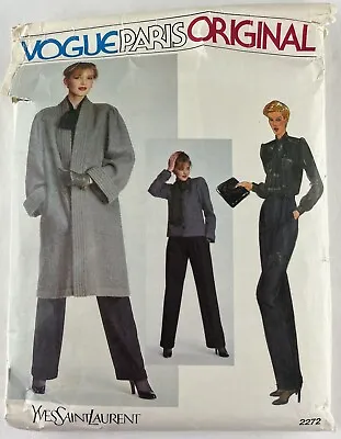 Vtg Vogue Sewing Pattern 2272 Yves Saint Laurent Coat Jacket Top Pants Sz 12 • $19.95