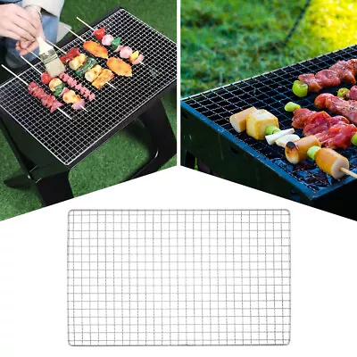 Galvanized Metal Wire BBQ Mesh Mat Outdoor Camping Barbecue Grill Grate Grid Net • £8.95