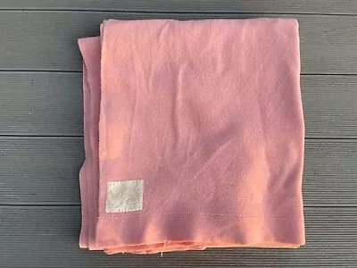 £16 • Buy Vintage All Pure Merino Wool Double Blanket 65” X 77” Salmon Pink Textile Fabric
