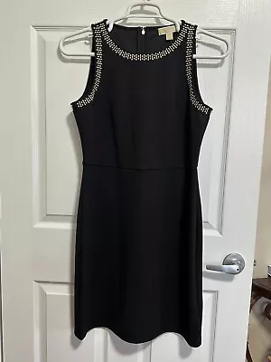 MK Michael Kors NWT Womens Studded Sleeveless Jersey Crewneck Sheath Dress Black • $49