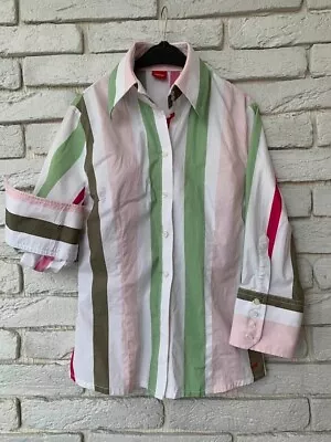 £7.87 • Buy Esprit Bright Striped High Collar  Shirt Blouse ¾ Sleeves