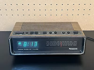 Vintage Panasonic Dual Alarm Date Digital Wood Clock Radio Model RC-95 ~ WORKING • $35