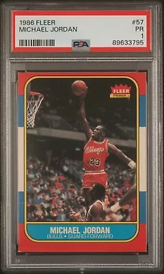 1986 Fleer Basketball #57 Michael Jordan Rc Psa 1 Hof Rookie * Nice! • $2374