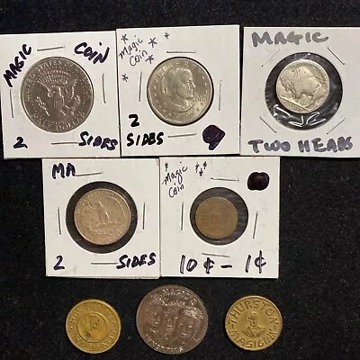 8 Pc Lot Magic Coins-1c 5c 25c 50c $1 Plus 3  Tokens • $89