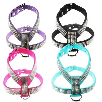 £10.07 • Buy Dog Harness Suede Leather With Bling Rhinestones Pet Cat Vest Small Medium Dogs