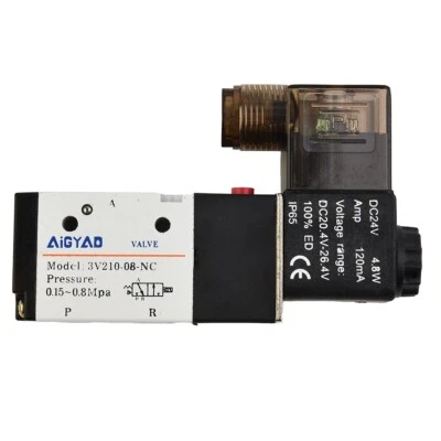 $24.79 • Buy DC24V Pneumatic 3-Way 2 Position Electric Air Solenoid Valve 1/4 (BSPT) AIRTAC