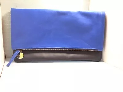 Clare Vivier Fold Over Clutch Bag Navy/Cobalt Colorblock New In Plastic RV $220 • $96.89