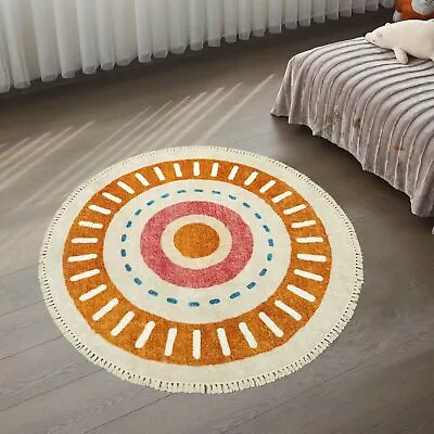 Boho Round Rug -3Ft Sun Washable Bedroom Rugs Ultra Soft Non-Slip Circle Are... • $31.81