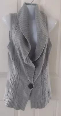 M&S Ladies Grey  Waistcoat Sleeveless Cardigan Size 12 • £6