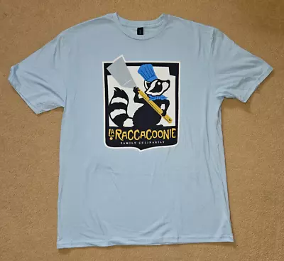 Mens Qwertee Blue La Raccacoonie Family Culinarily T Shirt - L – NEW • £7