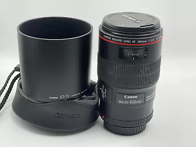 CANON EF 100mm 1:2.8 L IS USM LENS - GOOD - E F MACRO 100 Mm F/2.8L • £439