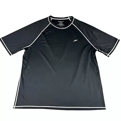 Speedo Swim Shirt Men's 4X UV Blockthburn Short Sleeve Loose Fit Black Easy Tee • $25