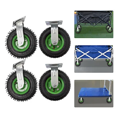 4Pcs Large 8  Pneumatic Air Tire 2 Rigid & 2 Swivel Wheel HD Farm Cart Caster • $58.24