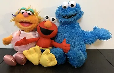 Lot Of 3 Sesame Street Plush Stuffed Animals Cookie Monster Swim Elmo Zoe • $13.49