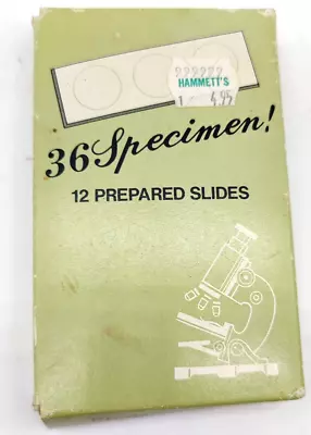 Vintage  Ready To Use Microscope Specimen Slides 1 Box 11 Slides 33 Specimens • $9.99