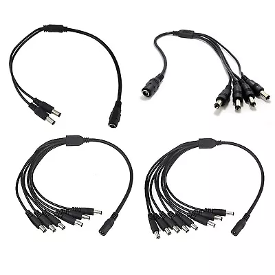 2/3/4/6/8 Way Cable Male DC Power Splitter Lead Extension PSU 5.5mm X 2.1mm CCTV • £2.90