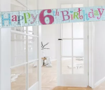 9ft Age Six Today Birthday Wall Banner. 6th Girls Birthday Party Decorations • £2.75