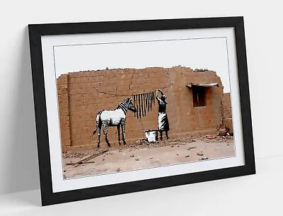 Banksy Zebra Strips Washing -deep Framed Wall Art Picture Paper Print • £39.99