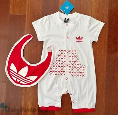 Baby Boys Girls 2 Pieces Cotton Set Romper Jumpsuit One Piece Bib Gift 3-18month • $22.95