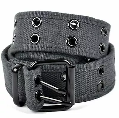 Men Women 1 Hole 2 Holes Row Grommet Stitched Canvas Fabric Military Web Belt • $9.25