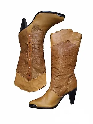 NWOT Vintage Zodiac Tall Boots Hippie Woodstock Leather 714073 Women's Size 8M • $115