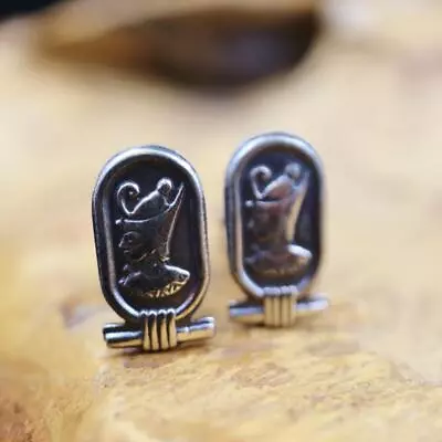 Vintage Sterling Silver Cufflinks Of Ancient Egyptian  King Ramse II  Mask Cuffs • $24.50