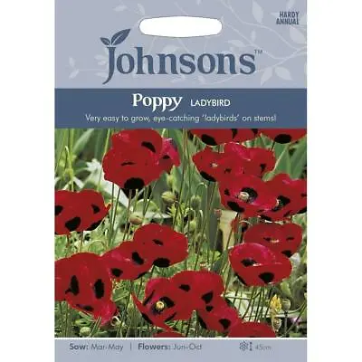 Johnsons Grow Your Own Colourful Easy Garden Flowers Ladybird Poppy Seed Packet • £4.19