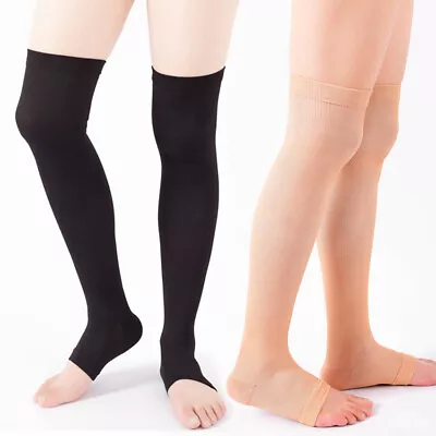 Long Tight Leg Socks Sports Open Toe Compression Stockings Nylon Socks Unisex • £5.99