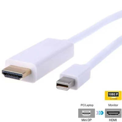 2m Mini DP Display Port To HDMI Thunder Bolt Cable Adapter For MacBook Air Pro • £4.99