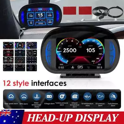 OBD GPS HUD Gauge Car Digital Head Up Display Speedometer Turbo RPM Alarm Temp • $55.59