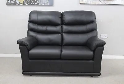 G Plan Malvern Cambridge Black Leather Static 2 Seater Sofa RRP £2780 • £995