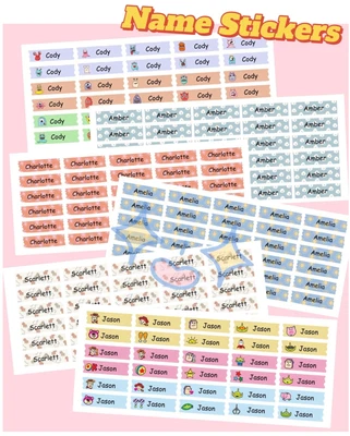 $4.99 • Buy Personalised Name Stickers Waterproof Back To School Kids Cartoon Labels