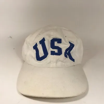 1990s Vintage Polo Sport USA Ralph Lauren Hat Cap White USA Flag Spell Out • $150.45