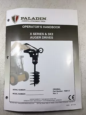 Paladin X-Series 3K2 Auger Drives Operators Manual • $24.99