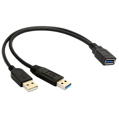 USB 3.0 Female To 2 USB Male Extra Power Data Y Splitter Extension Cable Cord • $3.99