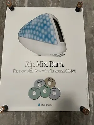 Vintage Apple Computer Blue Dalmation IMac  Rip Mix Burn  Launch Poster • $100