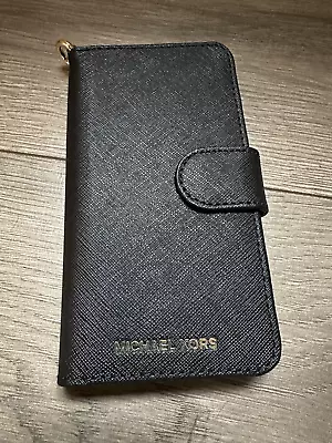Original Michael Kors Saffiano Leather Folio Case IPhone 8 7 6 - Black • $40