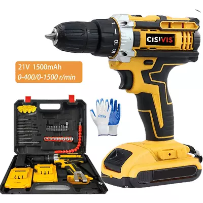 21V Electric Drill  Cordless Fast Screwdriver Set Power Tool  2 Battery&Charger • $35.99