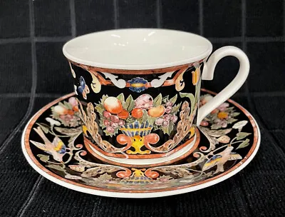 Gallo Design  Intarsia  Flat Cup And Saucer Set Black Gold • $56.95