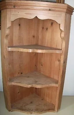 COUNTRY PINE CORNER WALL SHELF In Need Of TLC - POLISH / PAINT / SHABBY CHIC Etc • £22