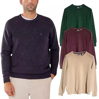 IZOD  Mens Crew Neck Marl Jumper Thick Warm Cotton 5 Colours • £15