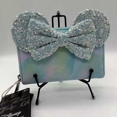 Loungefly Disney Minnie Mouse Blue Sequin Bow Wallet • $34.95