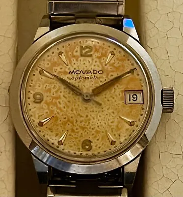 Vintage Movado Automatic Rare Date Feature The Orig Signed Bracelet Box Included • $1138.80