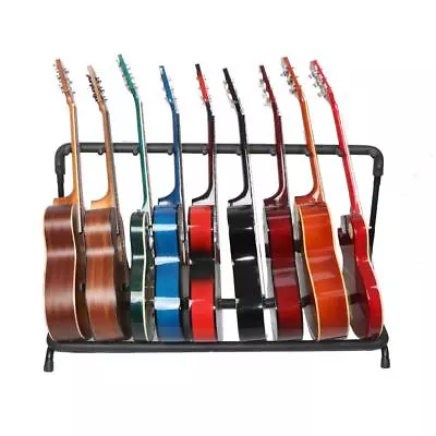 New Glarry Iron & Sponge Round Tube 9 Folding Multi Guitar Holder Rack Stand • $31.49