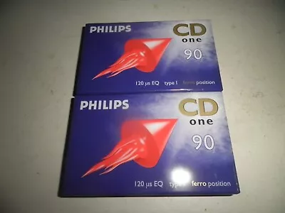 2  Two  Philips. CD  90. New & Sealed Blank Cassette Tape C90 Type 1 • £2.99