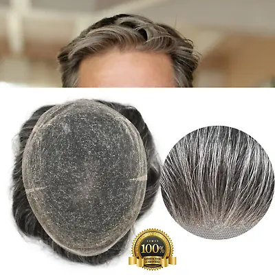 Men Toupee Ultra Soft Full Swiss Lace Natural Human Hair Piece Replacement Wig • $229