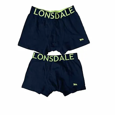 Mens Black Green 2 Pack Lonsdale Boxer Trunks Shorts Underwear Small • £11.95