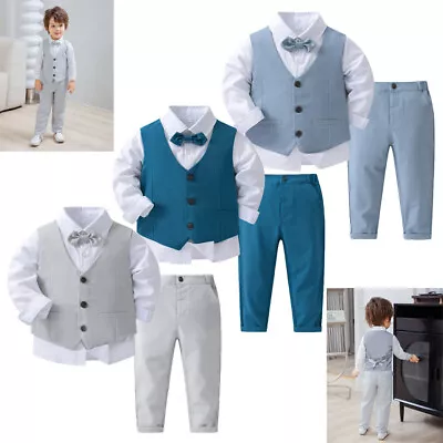 Boys Suits Boys Wedding Suit Tweed Waistcoat Suit Page Boy Baby Formal Party • £23.99